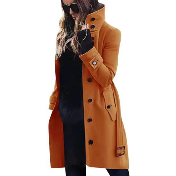 Ladies Elegant high collar coat with practical pockets Lune London