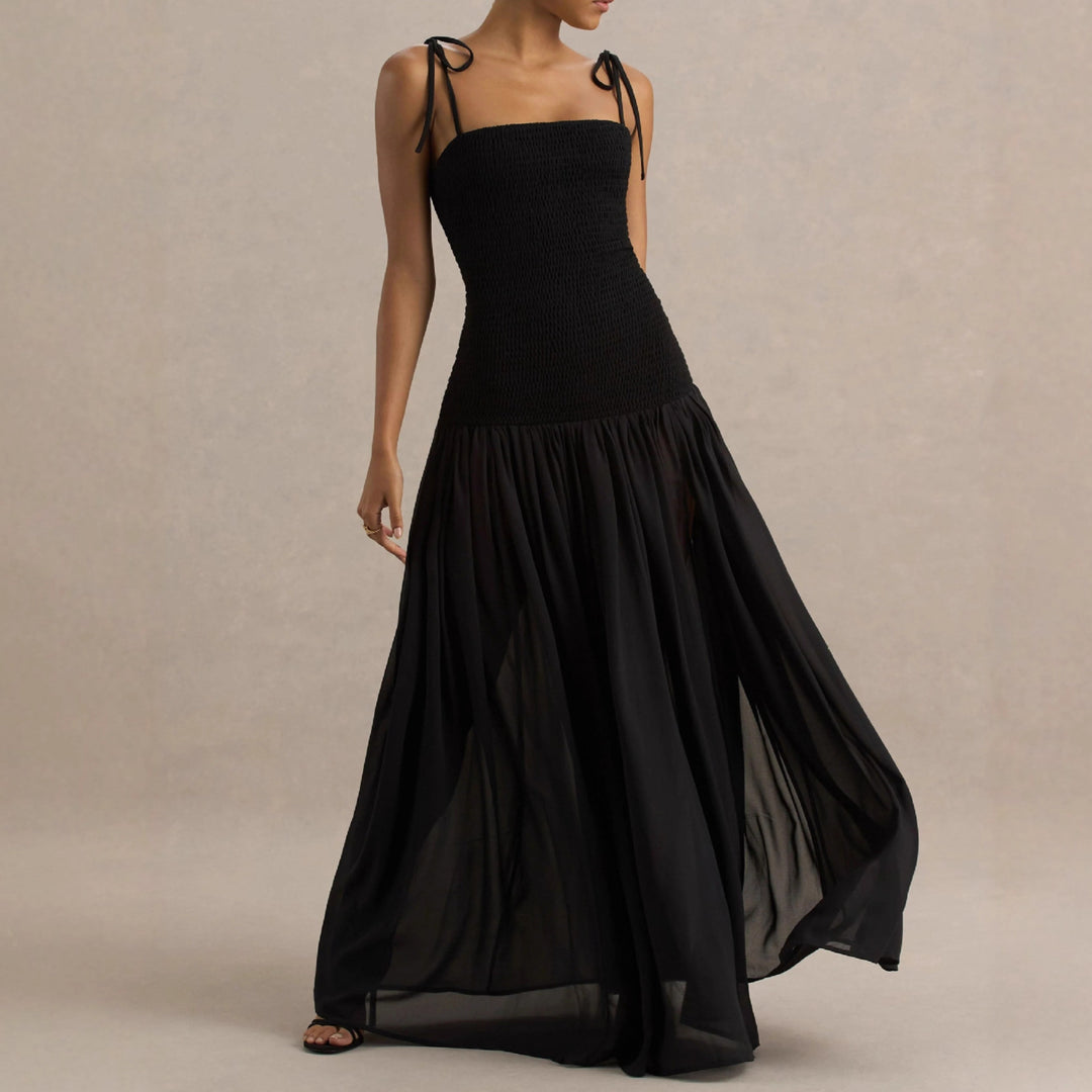 Maxi dress for women with adjustable spaghetti straps and elegant cut Chic & Stil