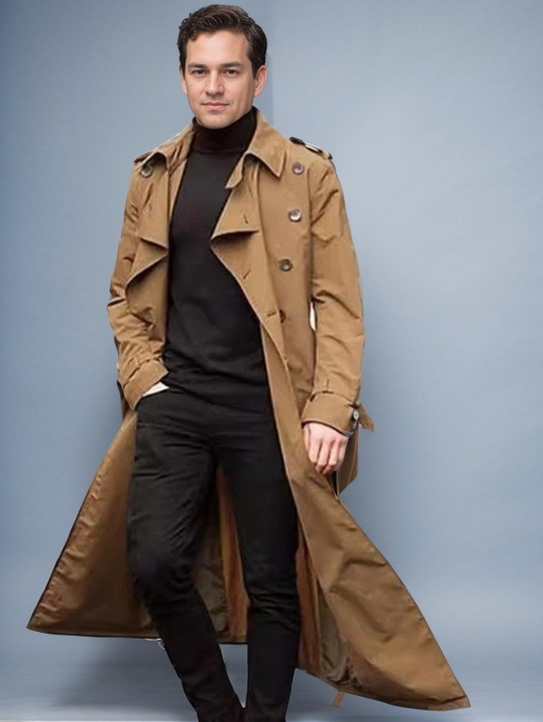 Lune London double-breasted fashion trench coat for men