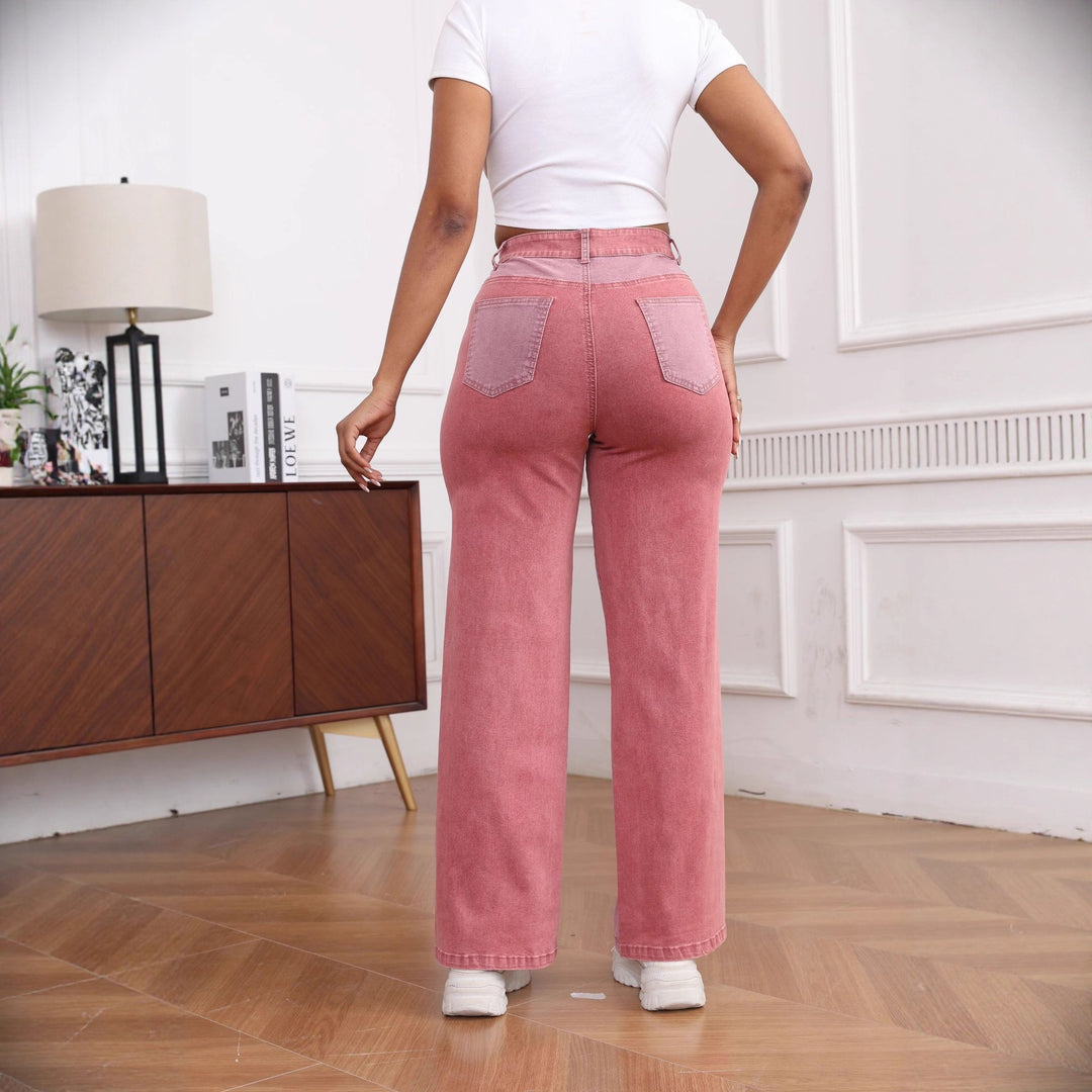 Wide denim pants for women with coordinated side insert Lune London