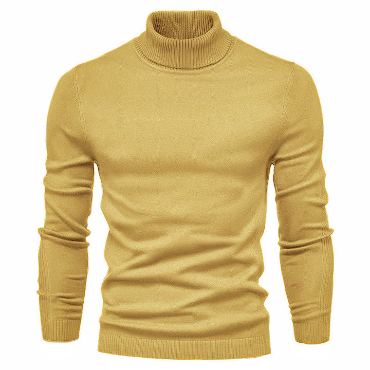 Knit sweater for men with high collar and fine rib pattern Lune London