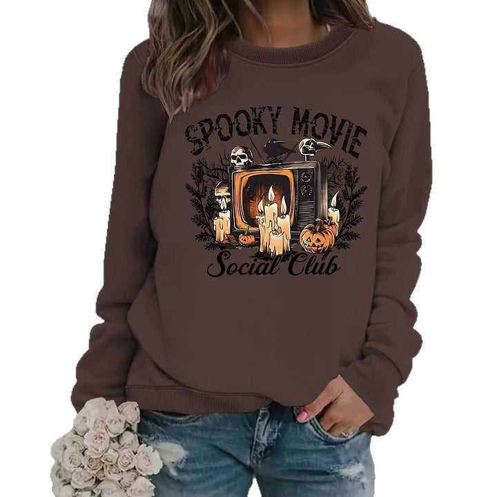 Sweat-shirt pour femmes avec motif de film d'horreur et coupe décontractée Chic & Stil
