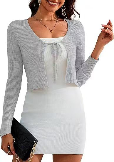 Ladies Short Knit Jacket with Fine Velvet Structure and Open Front Lune London