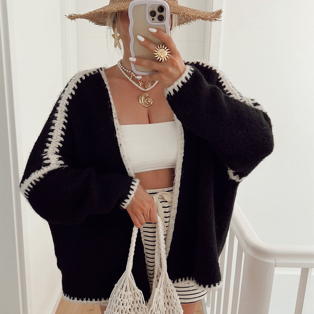 Casual knit cardigan for women with attractive contrast details Lune London