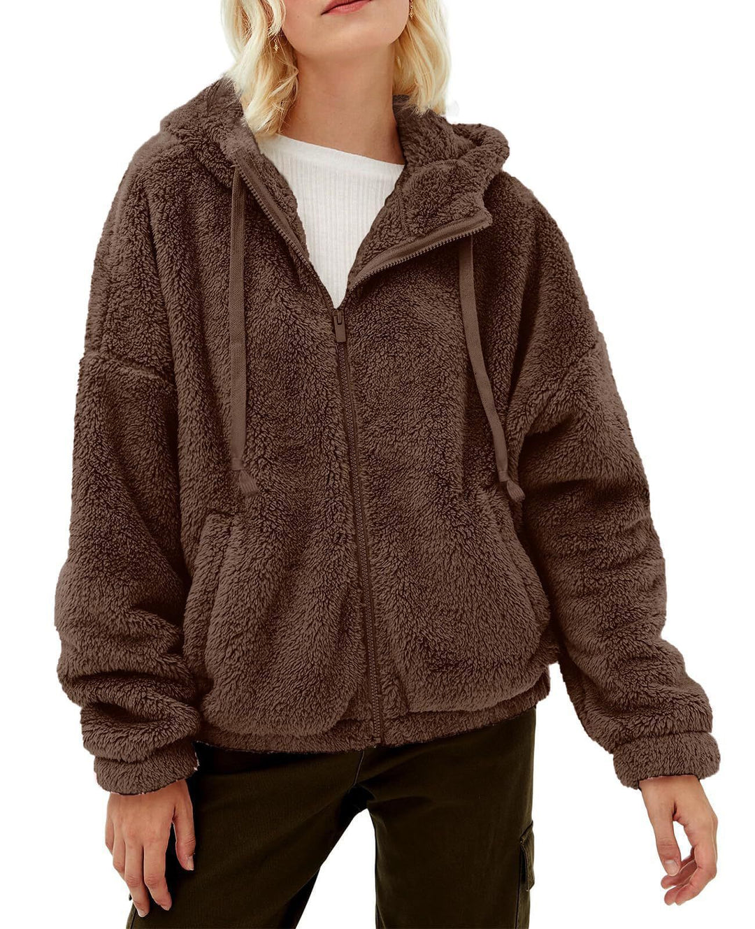 Lady Oversized Chic Faux Fur Hooded Jacket