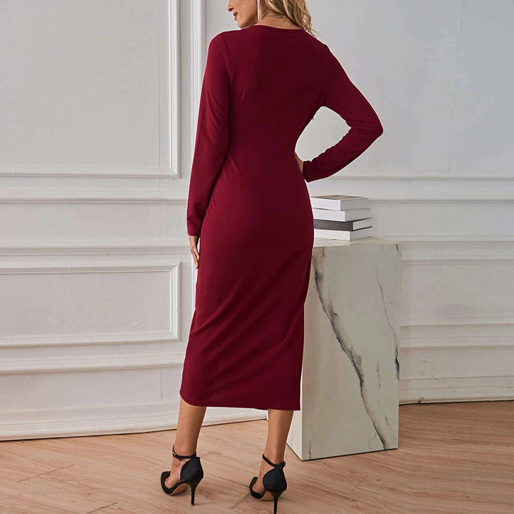 Robe midi femme avec ceinture tordue et fente profonde Chic & Stil