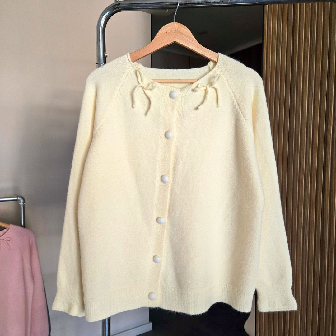 Ladies Cozy Pullover with Decorative Knots and Large Buttons Lune London