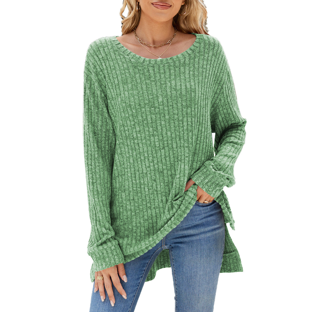 Lune London Ribbed Velvet Long Sleeve Casual T-Shirt for Women