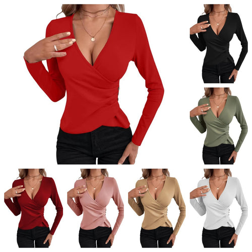 Women Elegant wrap top with button detail Lune London