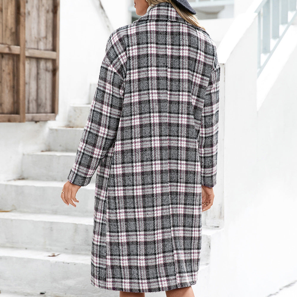 Oversized checked coat for women with elegant double-breasted design Lune London