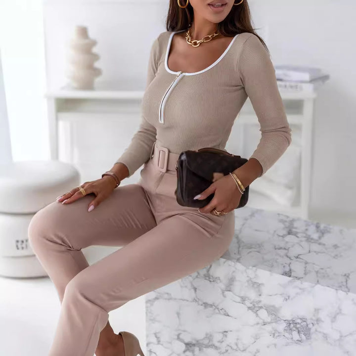 Long sleeve bodysuit for ladies with zip detail Lune London
