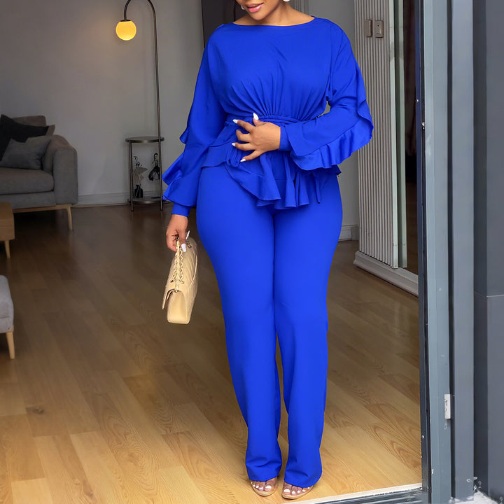Ladies elegant jumpsuit with ruffle details and a fitted cut Lune London