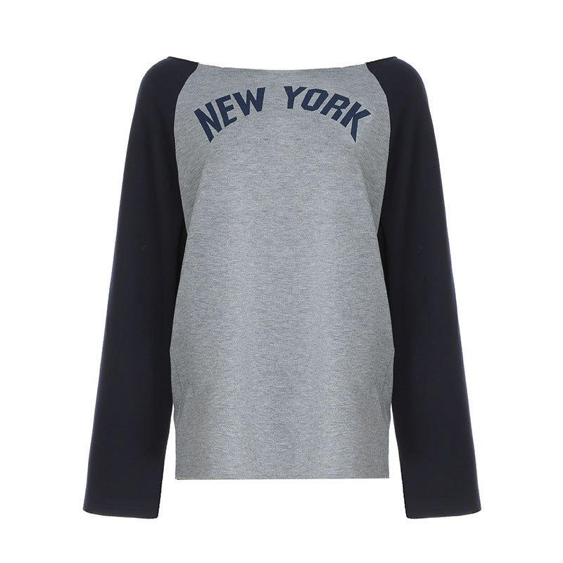 Ladies Casual Sweatshirt with Trendy Print and Contrasting Sleeves Lune London