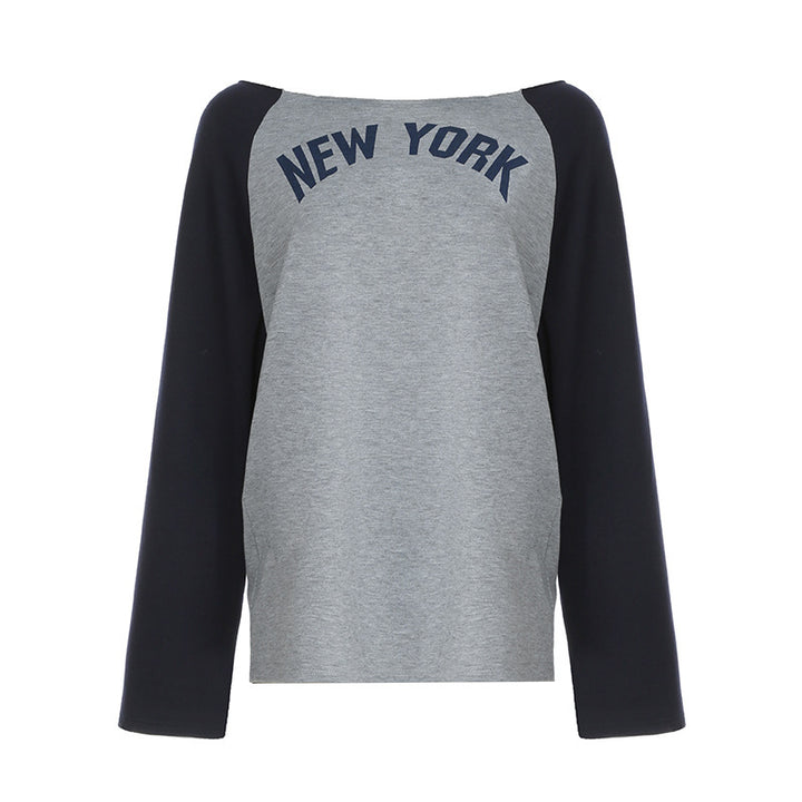 Ladies Casual Sweatshirt with Trendy Print and Contrasting Sleeves Lune London