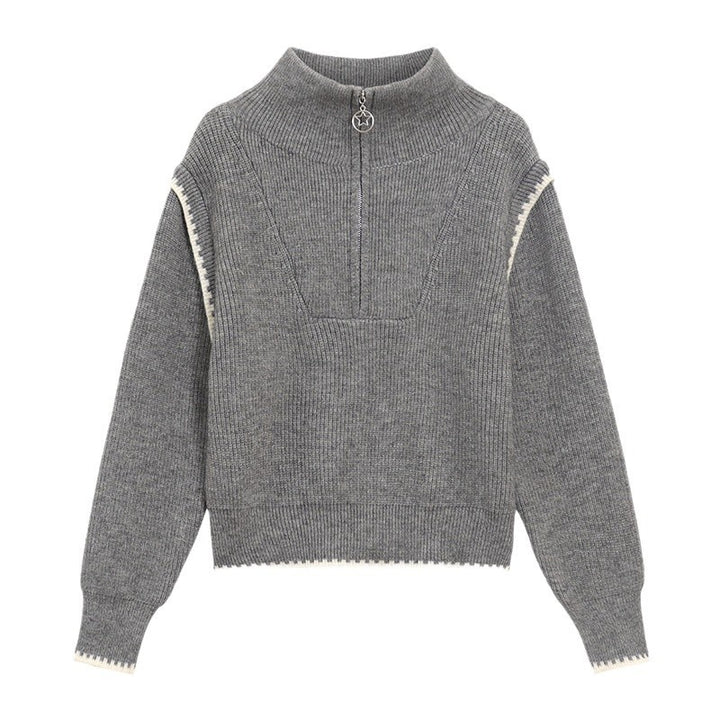 Trendy women's sweater with high collar and special sleeve finishes Lune London