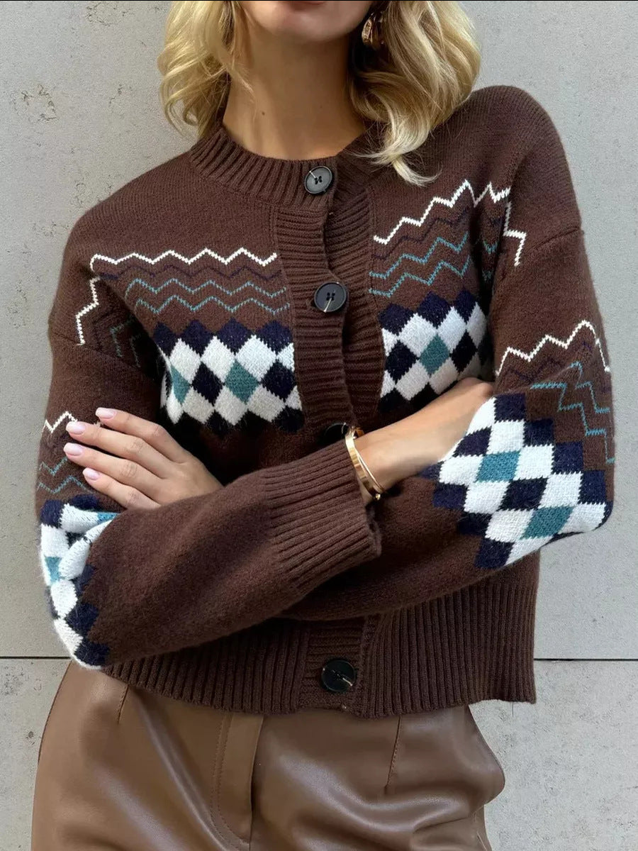 Cardigan pour femmes avec motif de diamant coloré Chic & Stil
