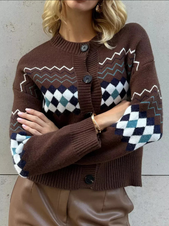 Cardigan pour femmes avec motif de diamant coloré Chic & Stil