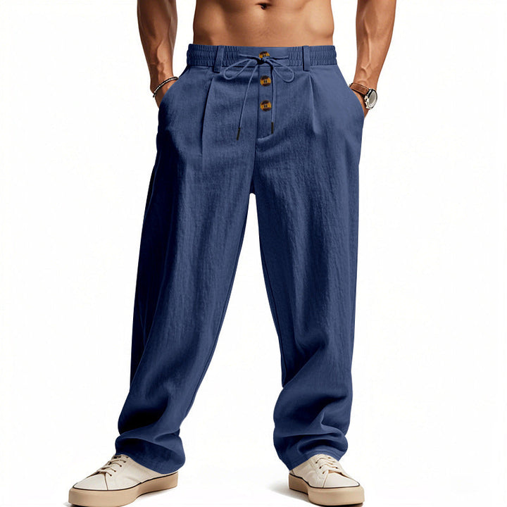 Men's Casual Linen Pants with Breathable Cut and Adjustable Drawstring Lune London