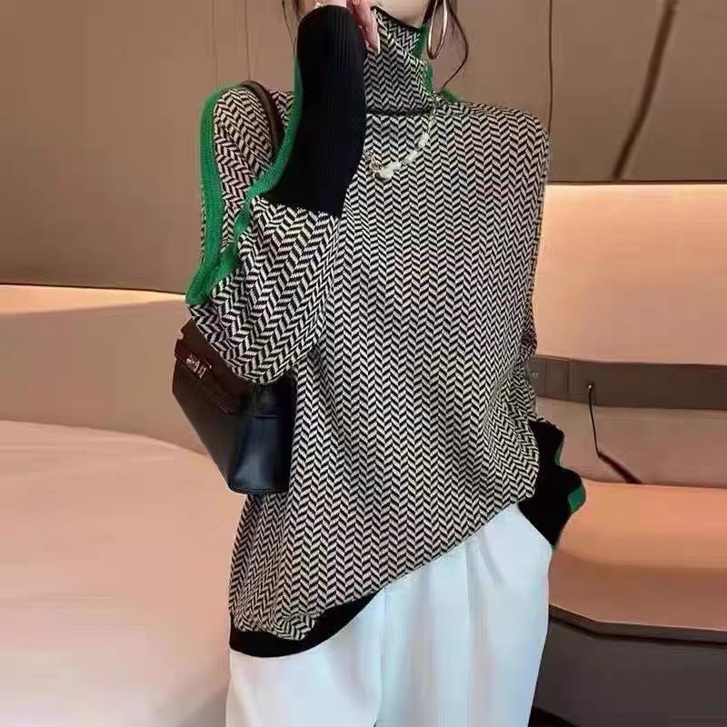 Women High Quality Rhinestone Sweater with Zigzag Pattern Lune London
