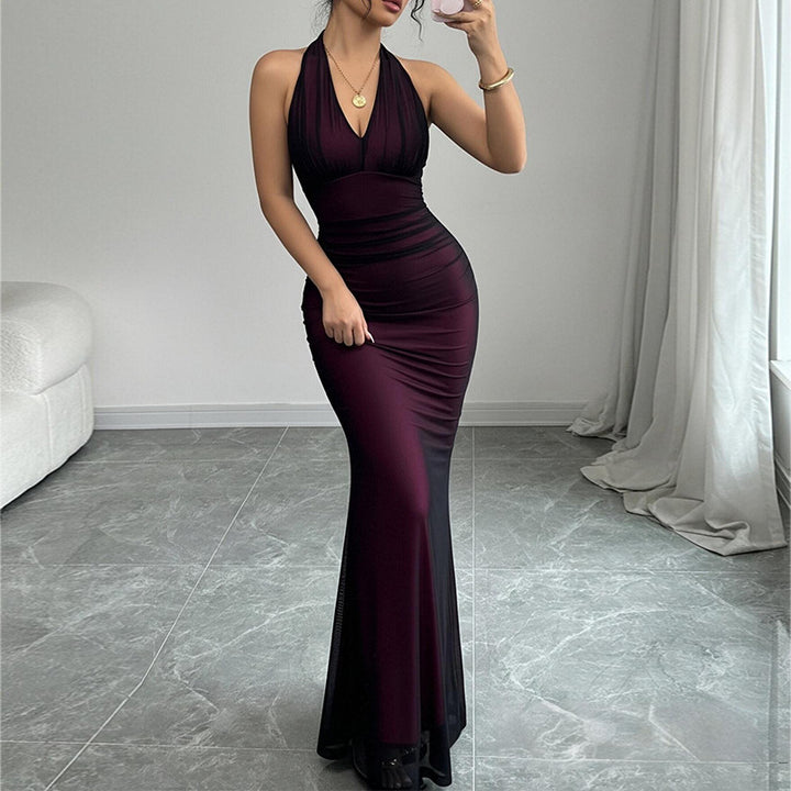 Robe de soirée flatteuse pour femmes avec décolleté en V profond et fronces Chic & Stil