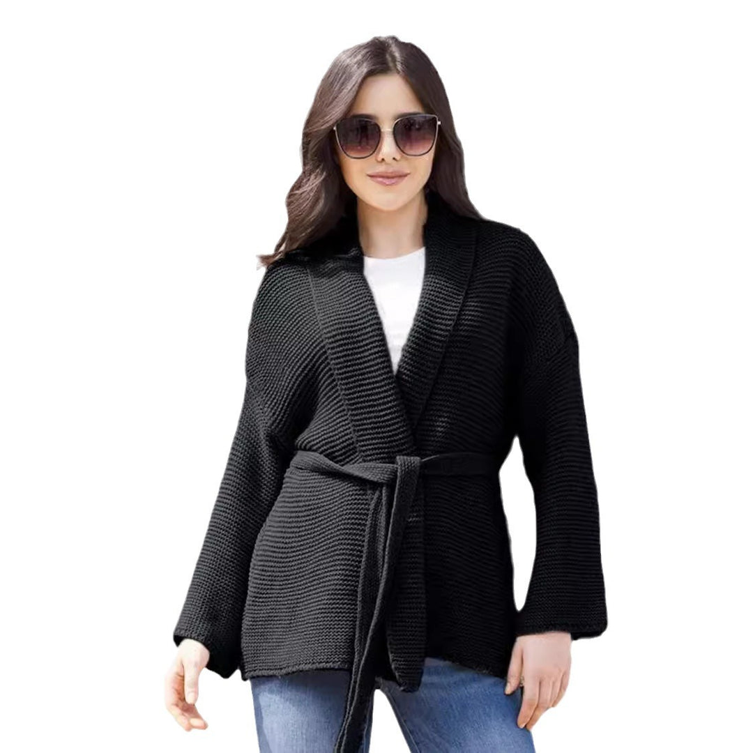 Women's knit jacket with tie belt and relaxed fit Lune London