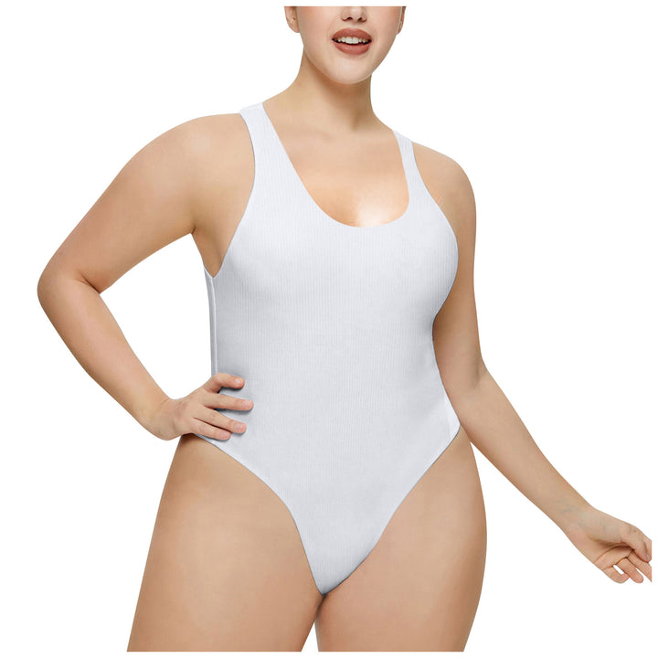Ladies High Neck Ribbed Swimsuit Lune London