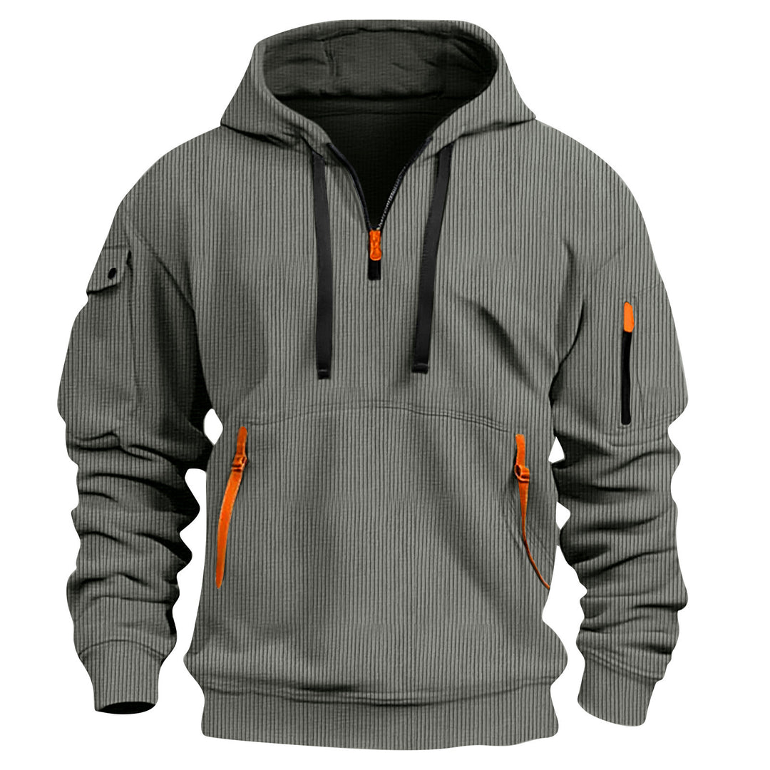 Sporty hoodie for men with innovative zipper and practical pockets Lune London