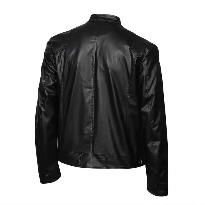 Elegant faux leather jacket for men with a modern chic design and style