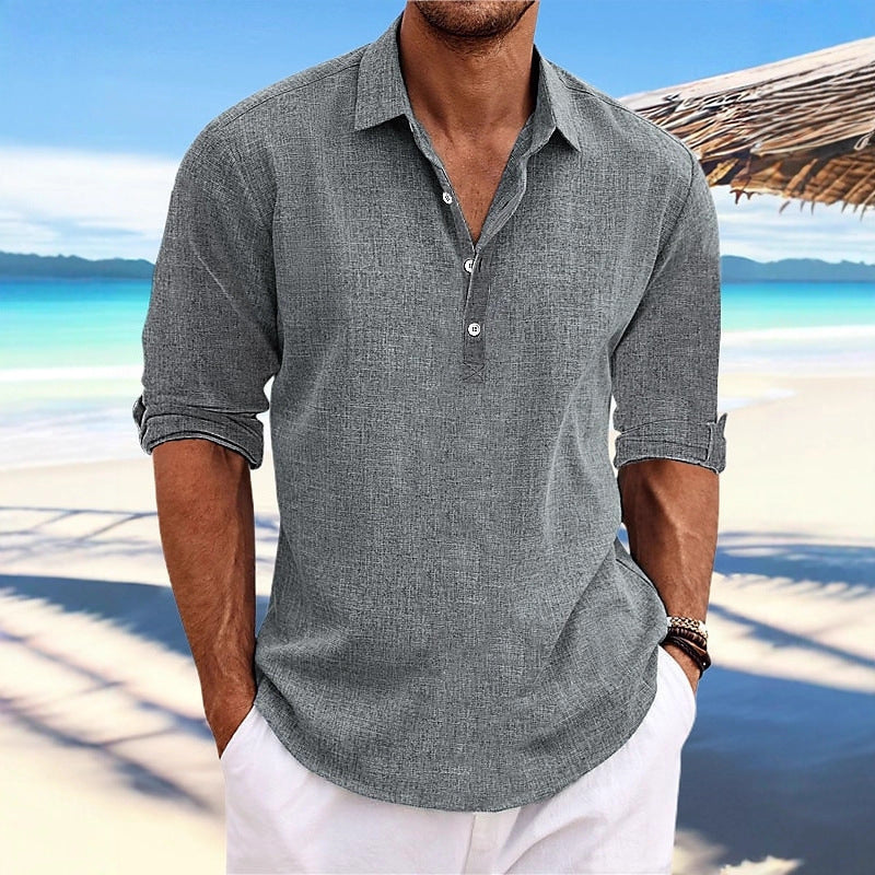 Casual long sleeve shirt for men with button placket and modern details Lune London