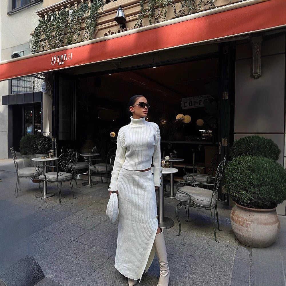 Lune London knitted pleated skirt and sweater set for women