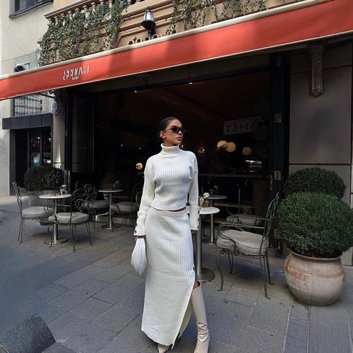 Lune London knitted pleated skirt and sweater set for women