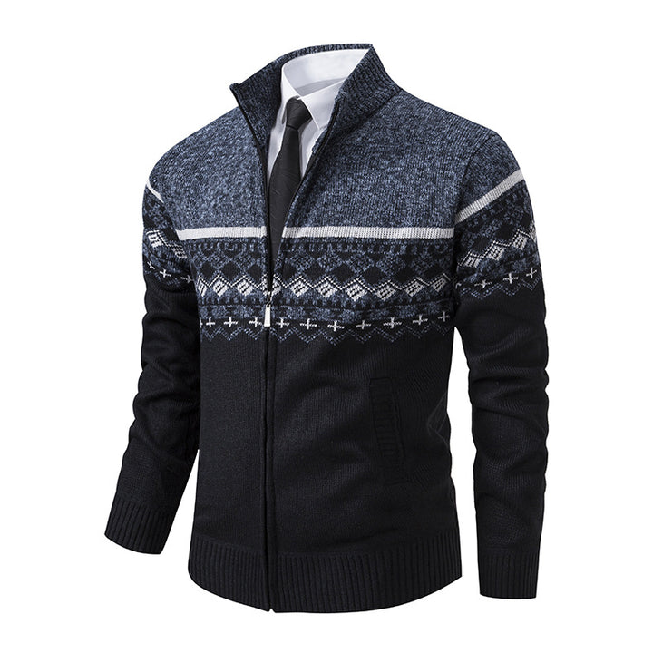 Knit jacket for men with modern pattern and high collar Lune London