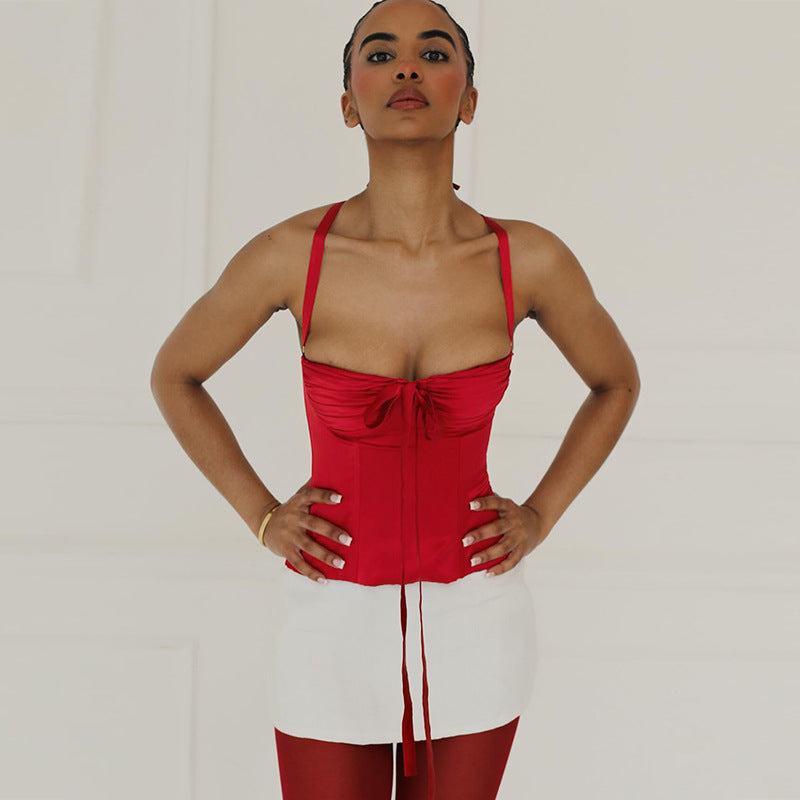 Ladies Satin Halterneck Top Lune London