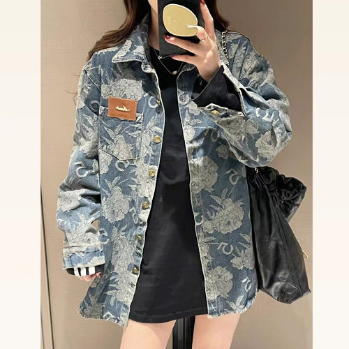 Veste en denim pour femmes avec motifs floraux Chic & Stil