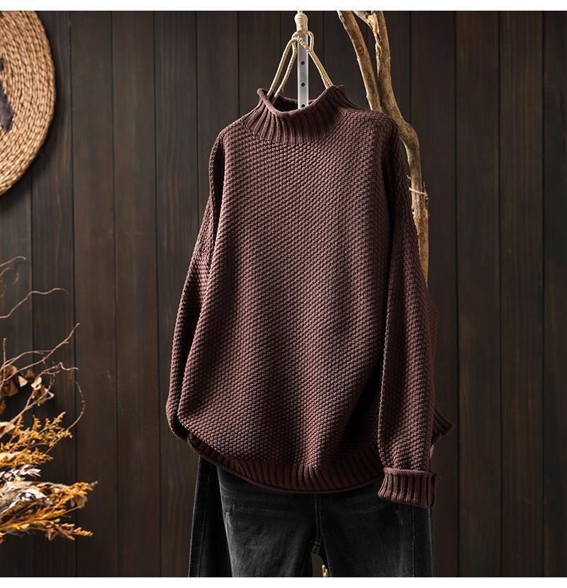 Oversized knitted sweater for women with high neck Lune London