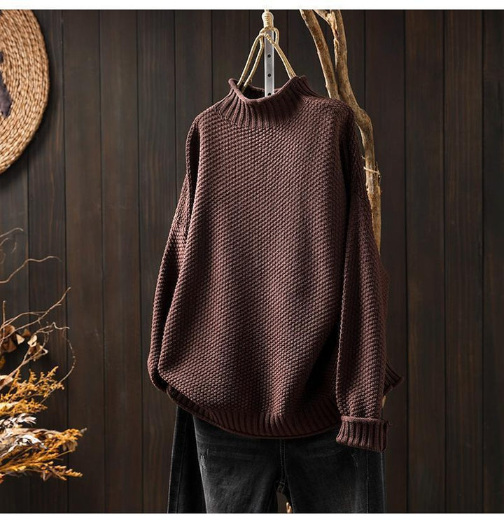 Women Oversized Knit Sweater with High Collar Lune London