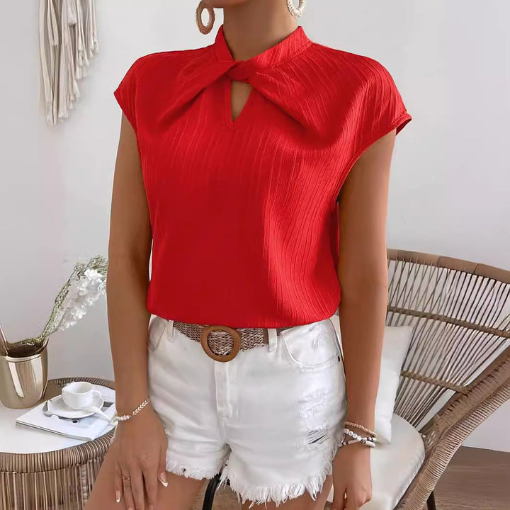 Structured keyhole neck blouse for women with cape sleeves Lune London