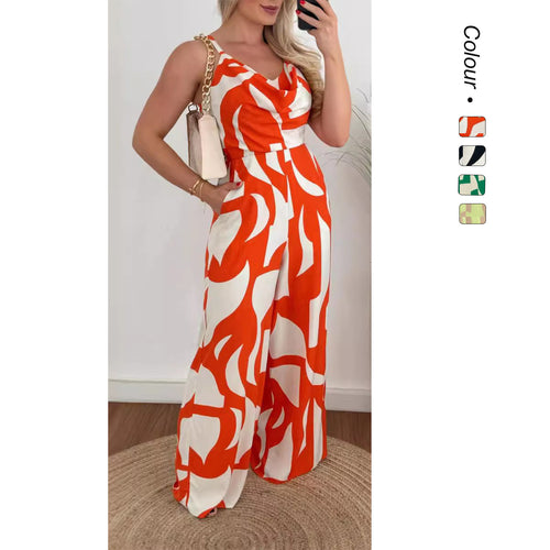Women's jumpsuit with elegant waterfall neckline and wide leg Lune London