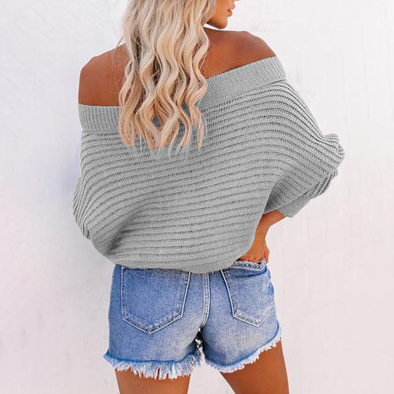 Casual sweater for women with an off-shoulder design and a textured knit pattern Lune London