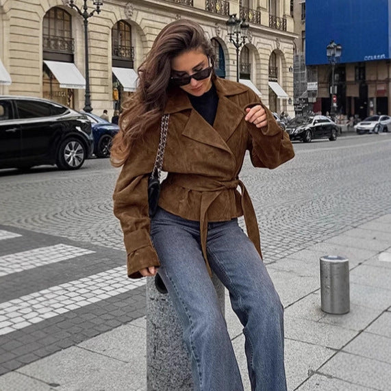 Lune London suede jacket for ladies with belt