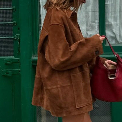 Ladies elegant suede jacket in an oversized style Lune London