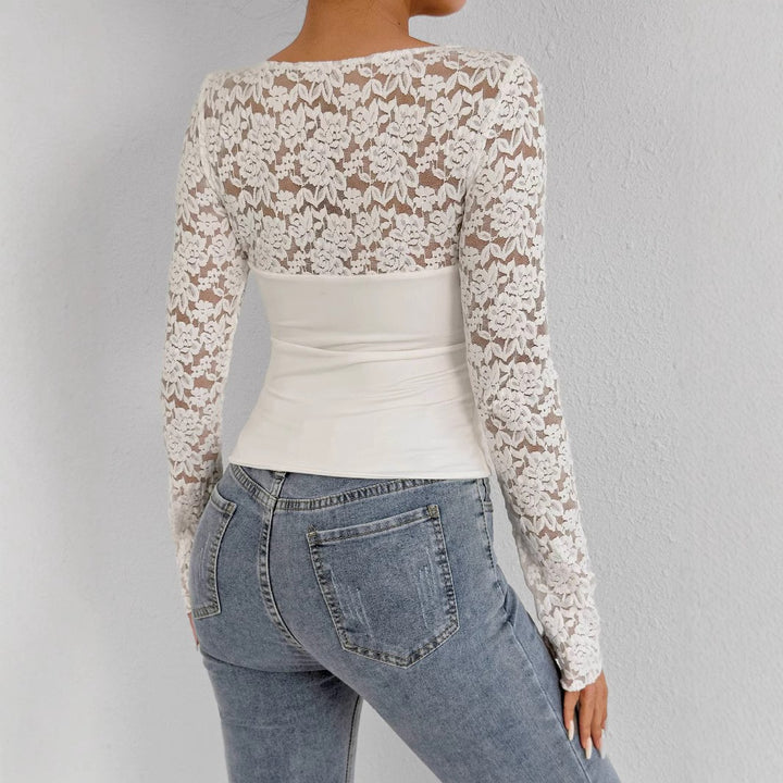 Women Elegant Top with Lace Sleeves Lune London
