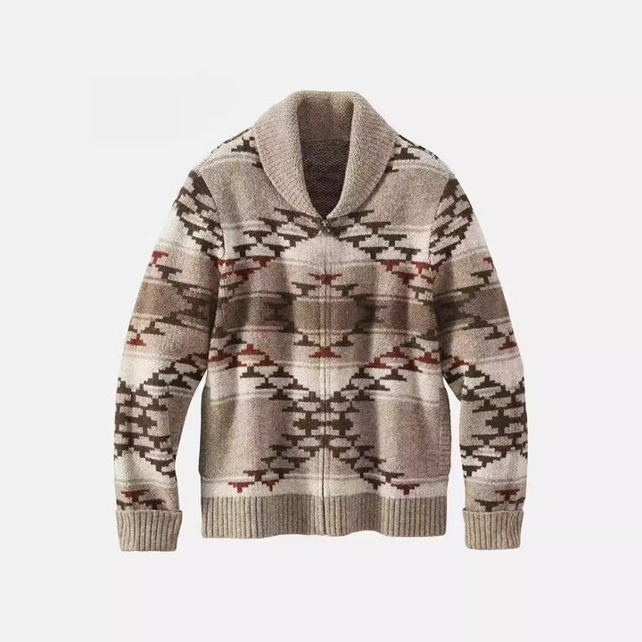 Ladies comfortable vest with high collar and geometric pattern Lune London