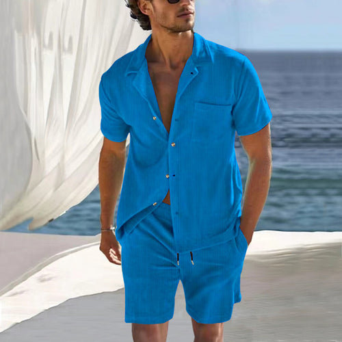 Casual short sleeve shirt set for men and shorts in breathable fabric Lune London