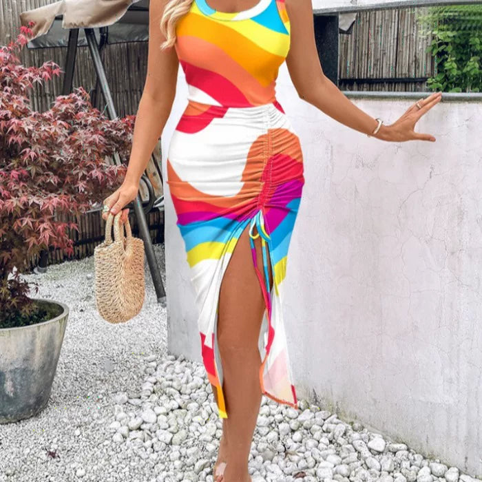 Lune London | Dress with ruffled hems and V neck