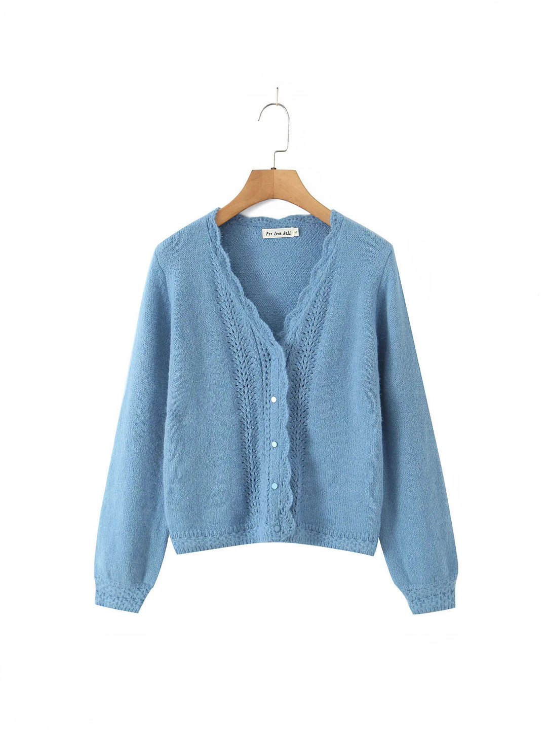 Ladies elegant cardigan with deep V-neck and delicate buttons Lune London