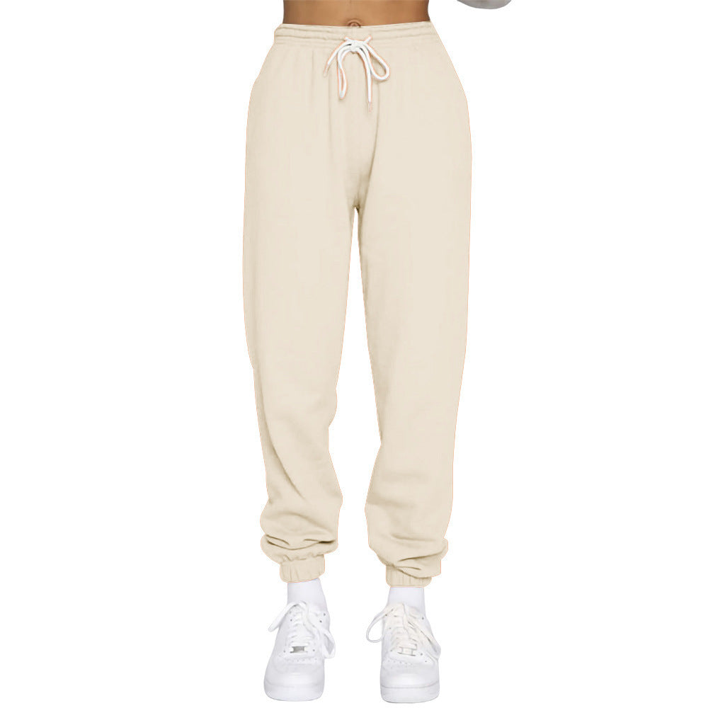Sporty high-waisted jogger pants for women with drawstring Lune London