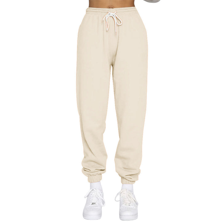 Sporty high-waisted jogger pants for women with drawstring Lune London