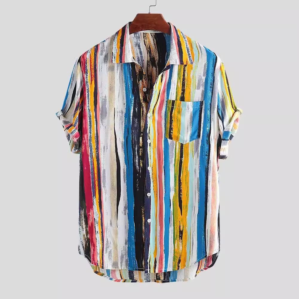 Short sleeve women's shirt with a modern stripe pattern and a chest pocket Lune London