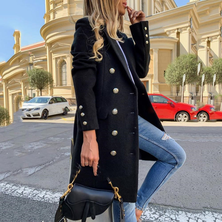 Oversized double-breasted coat with side pockets for women Lune London
